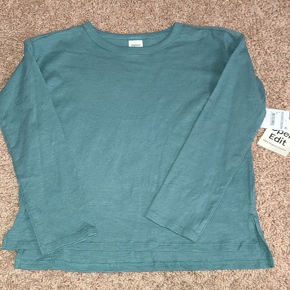 NEW Open Edit Teal Needle long-sleeved t-shirt.